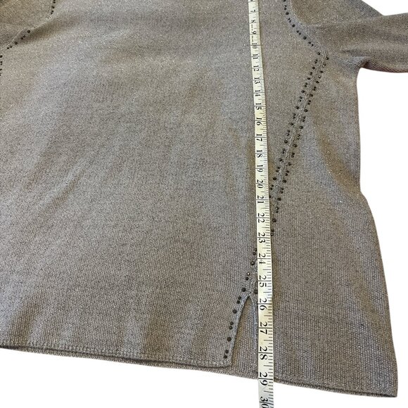 JOSEPH RIBKOFF 🇨🇦 Crew Neck Knit Top Size XXL 75% Cotton Long Sleeves Metallic - Picture 9 of 11